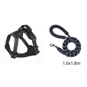 Dog Harness No Pull Breathable Reflective Pet Harness Vest (Option: Black set-M)