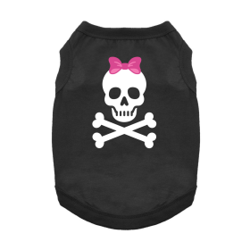 Pirate Skull with Pink Bow Dog Shirt (Color: Jet Black, size: 2X-Large)