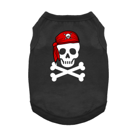 Pirate Skull with Red Bandana Dog Shirt (Color: Jet Black, size: 3X-Large)
